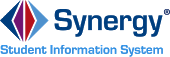 Synergy student information systems logo with blue purple, red and blue triangles overlapping